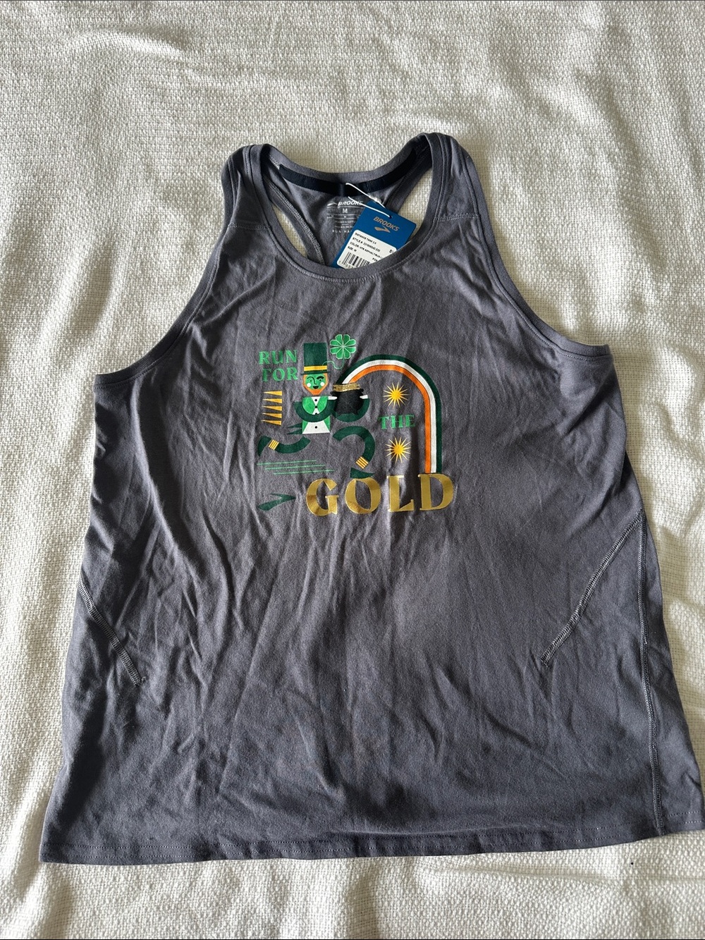 Brooks Gray Distance Tank 2.0 Medium St Patrick’s day